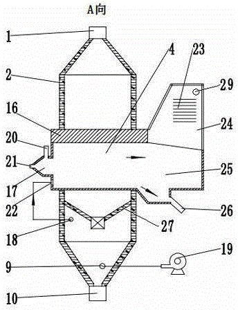 Shaft kiln capable of heating material through dividing wall
