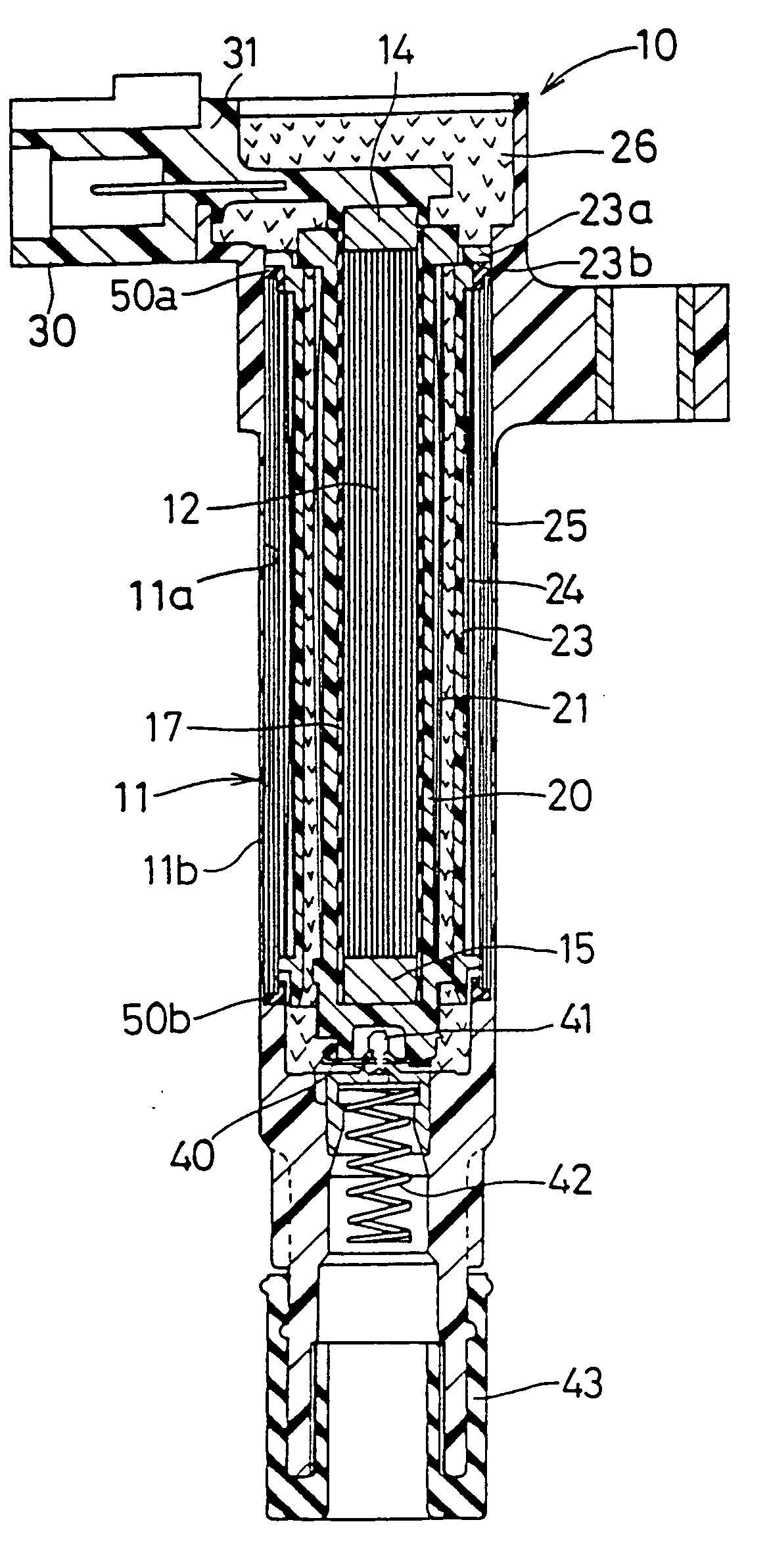 Stick-type ignition coil having improved structure against crack or dielectric discharge