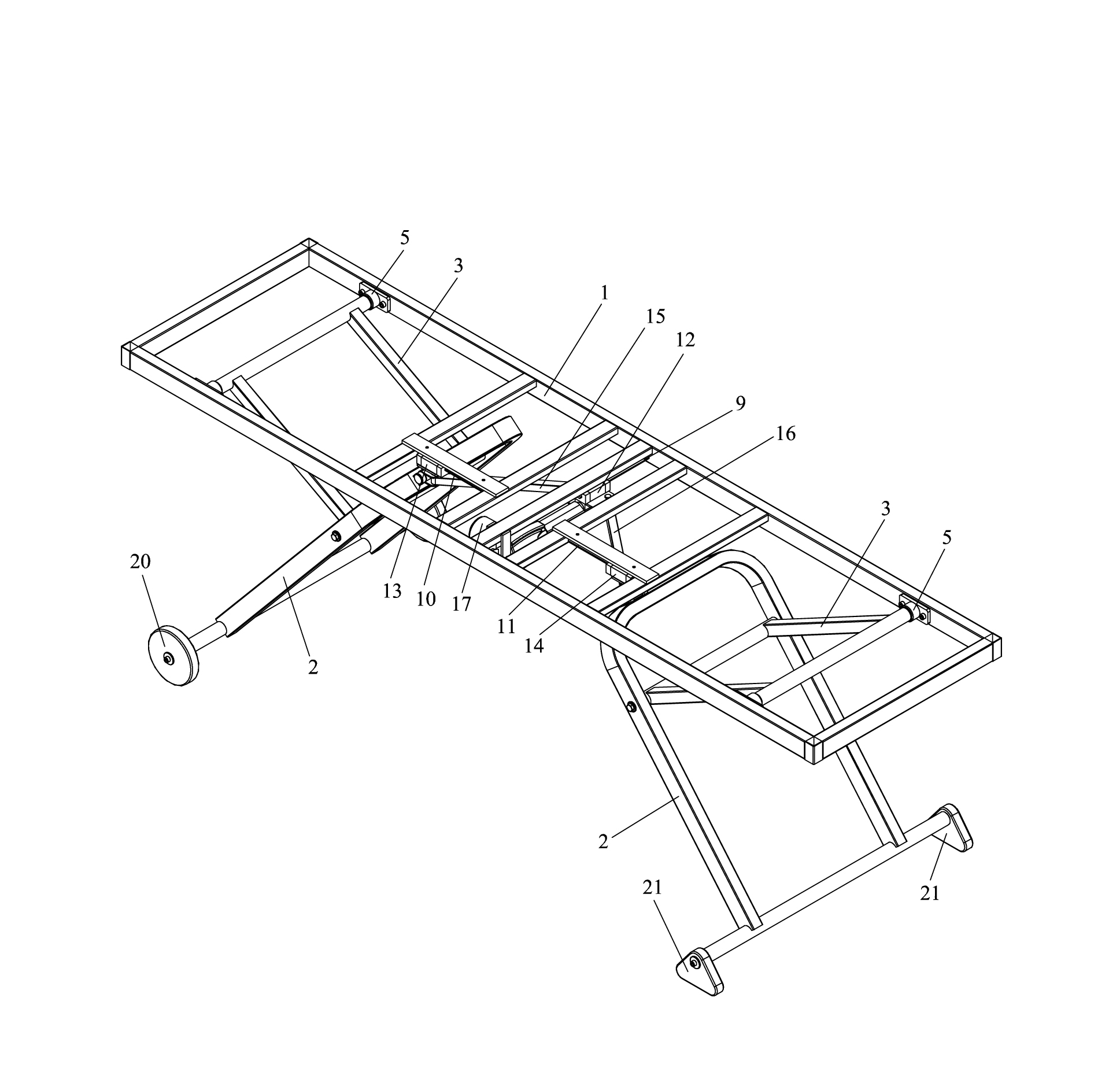 Elevating mechanism for nursing bed