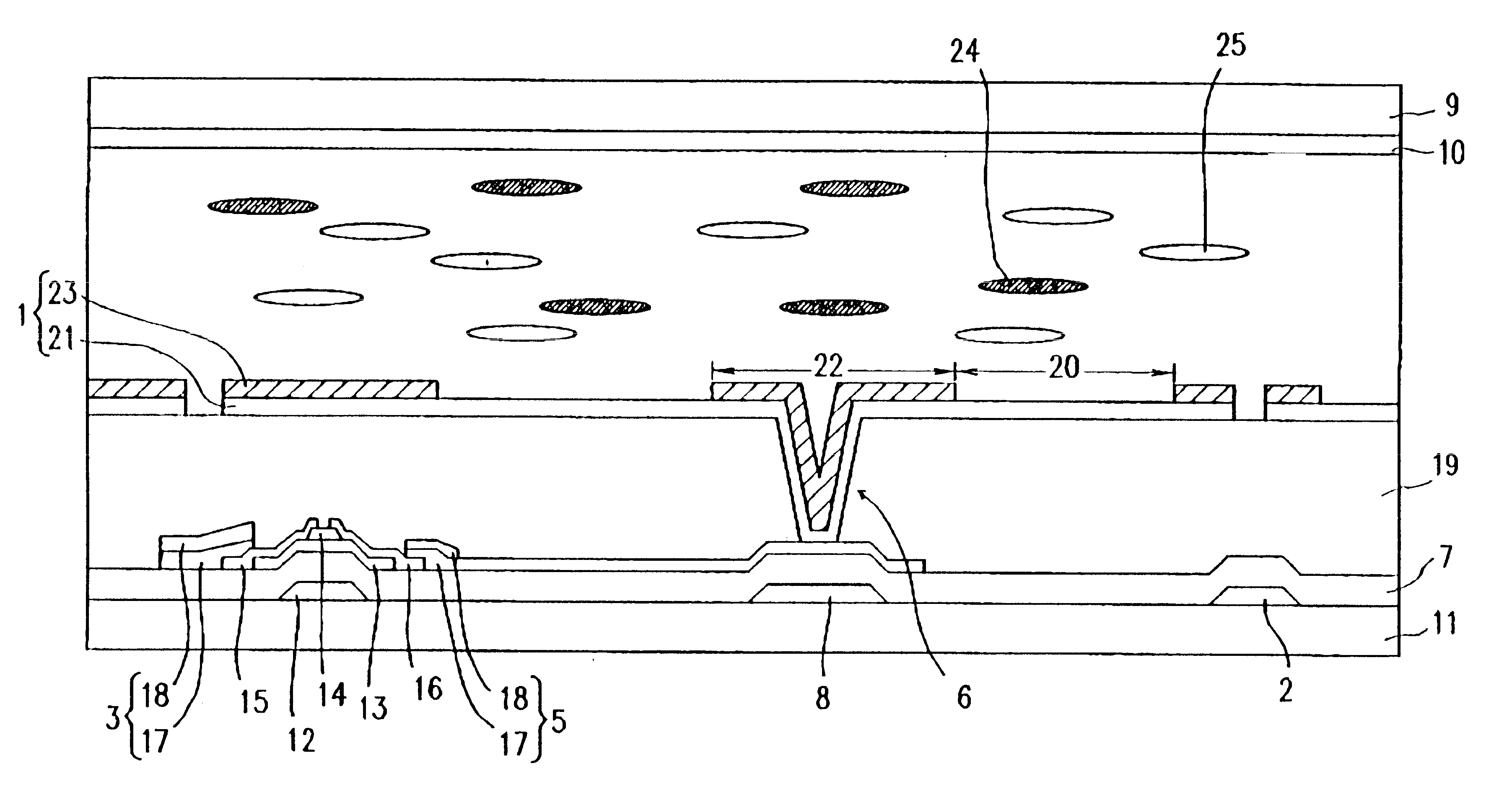 Liquid crystal display in which at least one pixel includes both a transmissive region and a reflective region