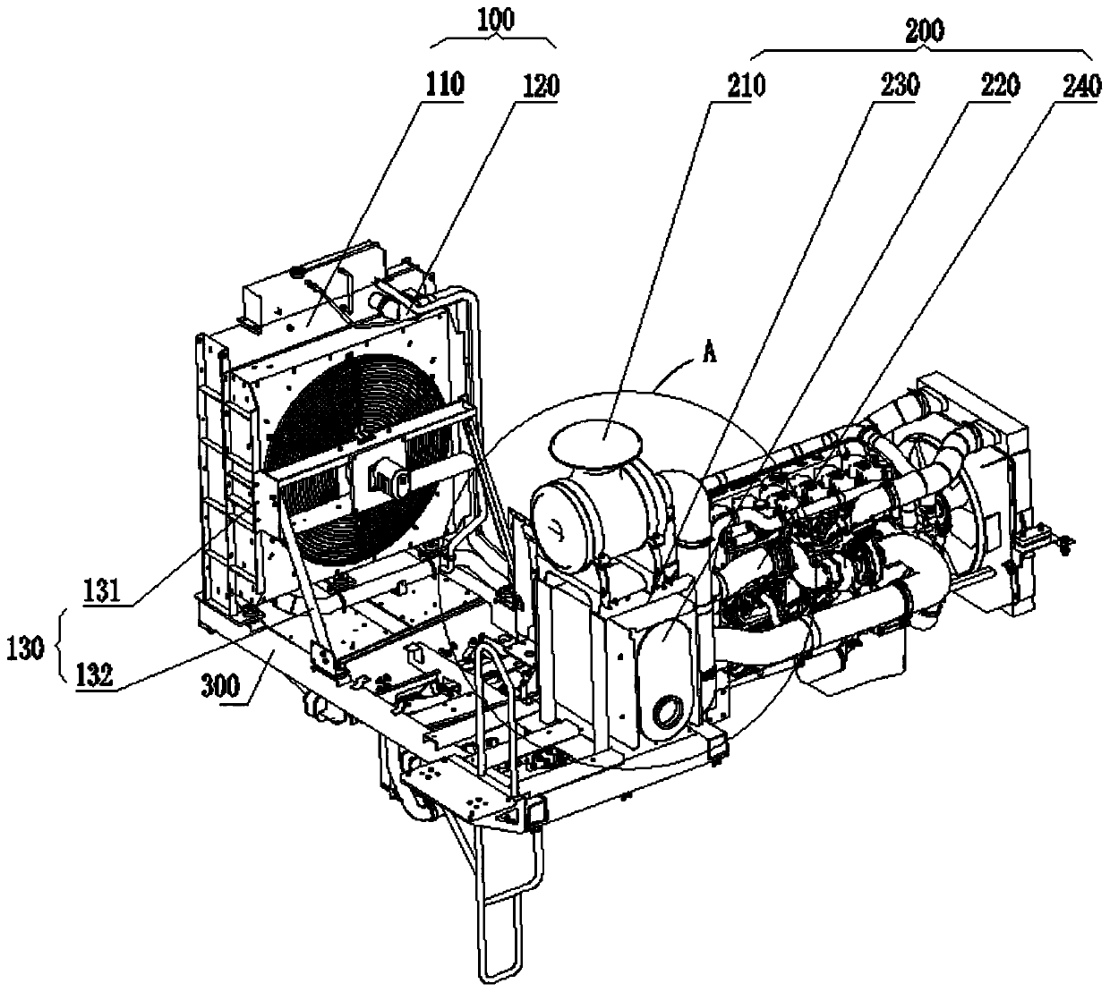 Arrangement structure of air feeding and discharging system and heat dissipating system of off-road vehicle, and off-road vehicle