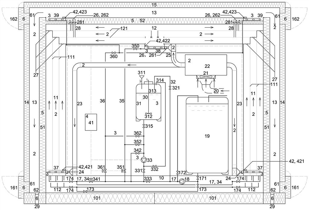 Energy-saving air space capable of exhausting and foaming