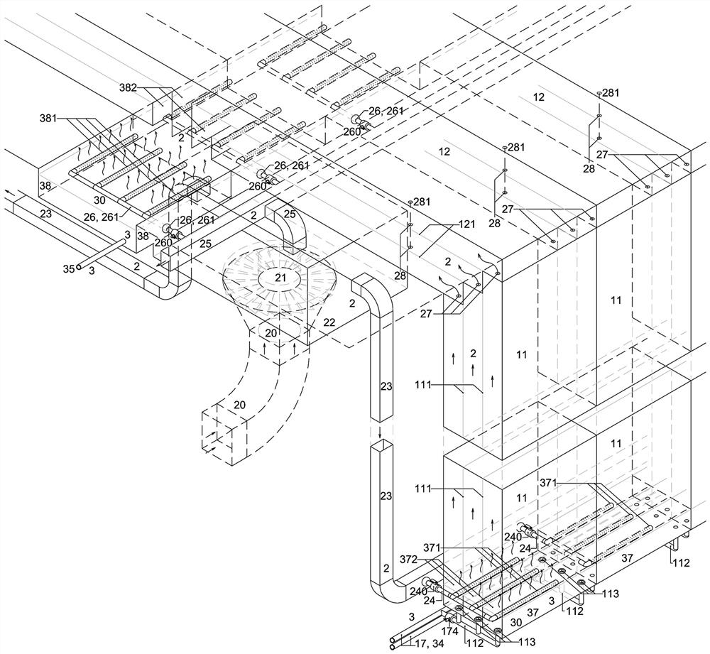 Energy-saving air space capable of exhausting and foaming