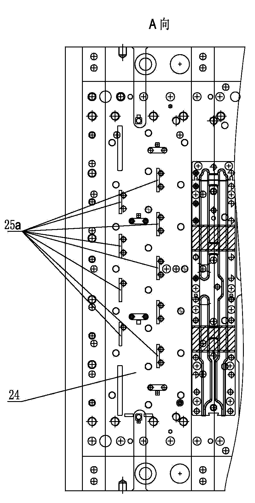 Large-size shallow-drawing stamping part progressive die