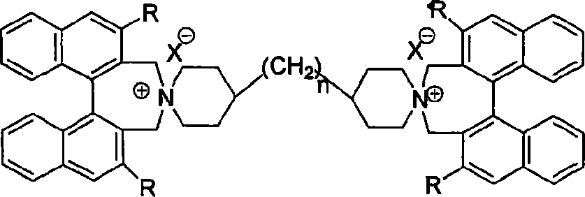 Phase-transferring catalyst containing dinaphthalene chiral double-spiral quaternary ammonium and its production