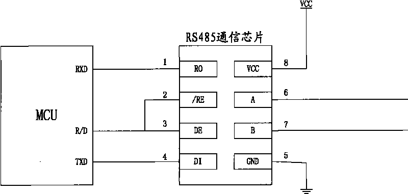 Half-duplex automatic receiving-transmitting switching circuit of RS485