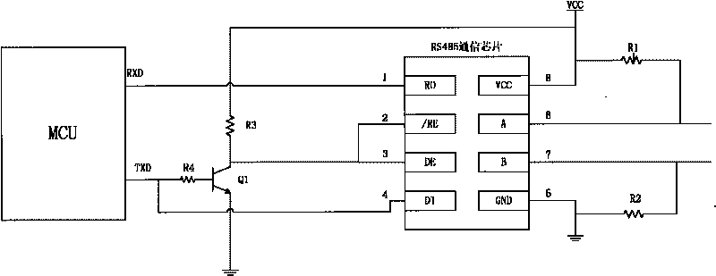 Half-duplex automatic receiving-transmitting switching circuit of RS485