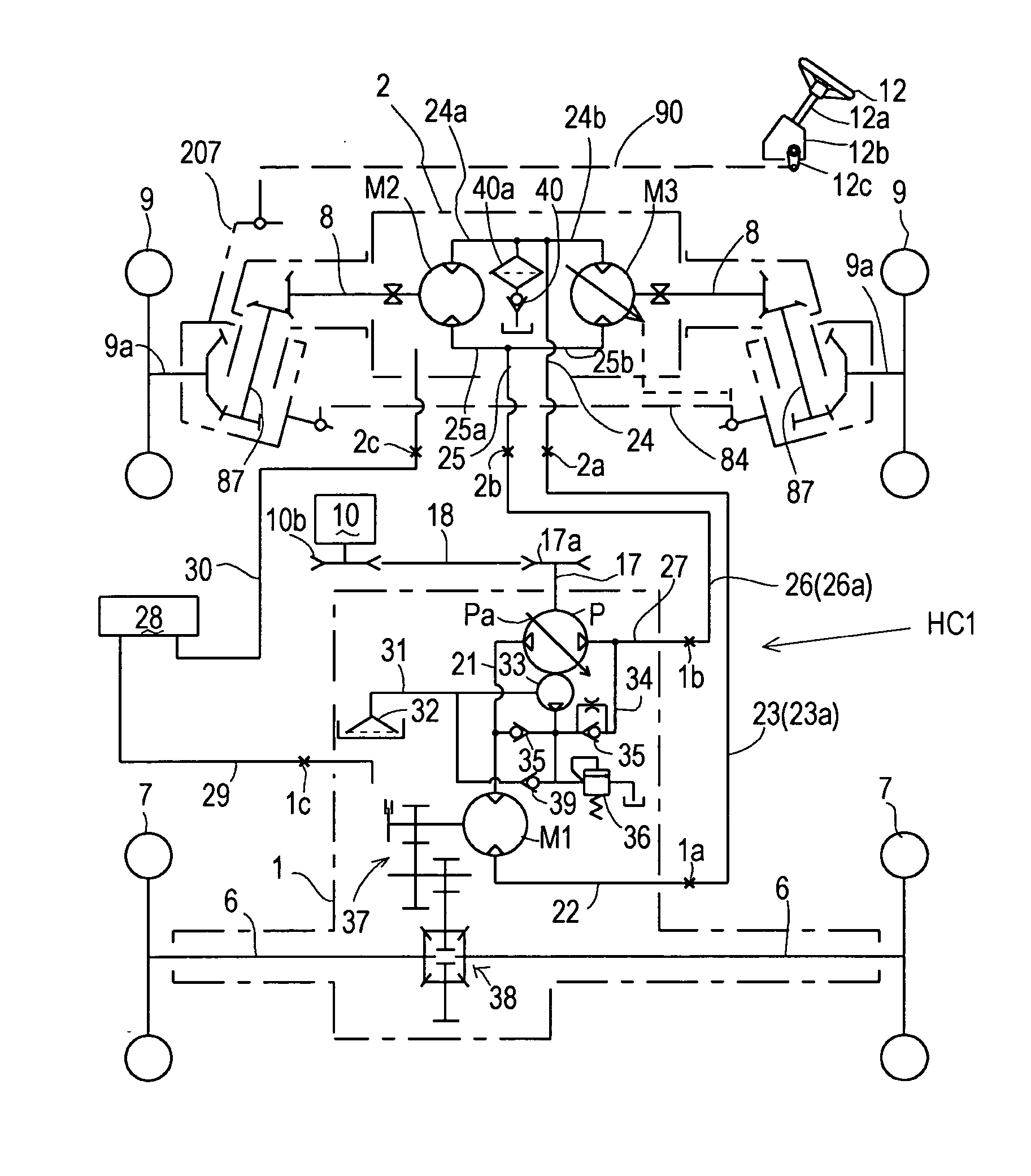Hydrostatic transaxle and hydraulically driven vehicle