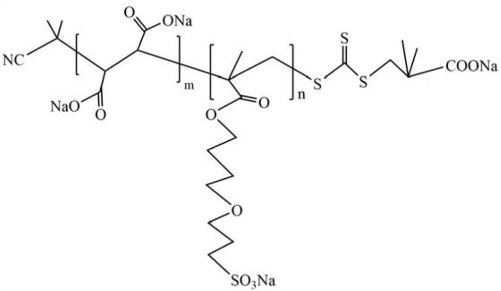 A sulfonic acid type block copolymer aqueous dispersant of raft technology