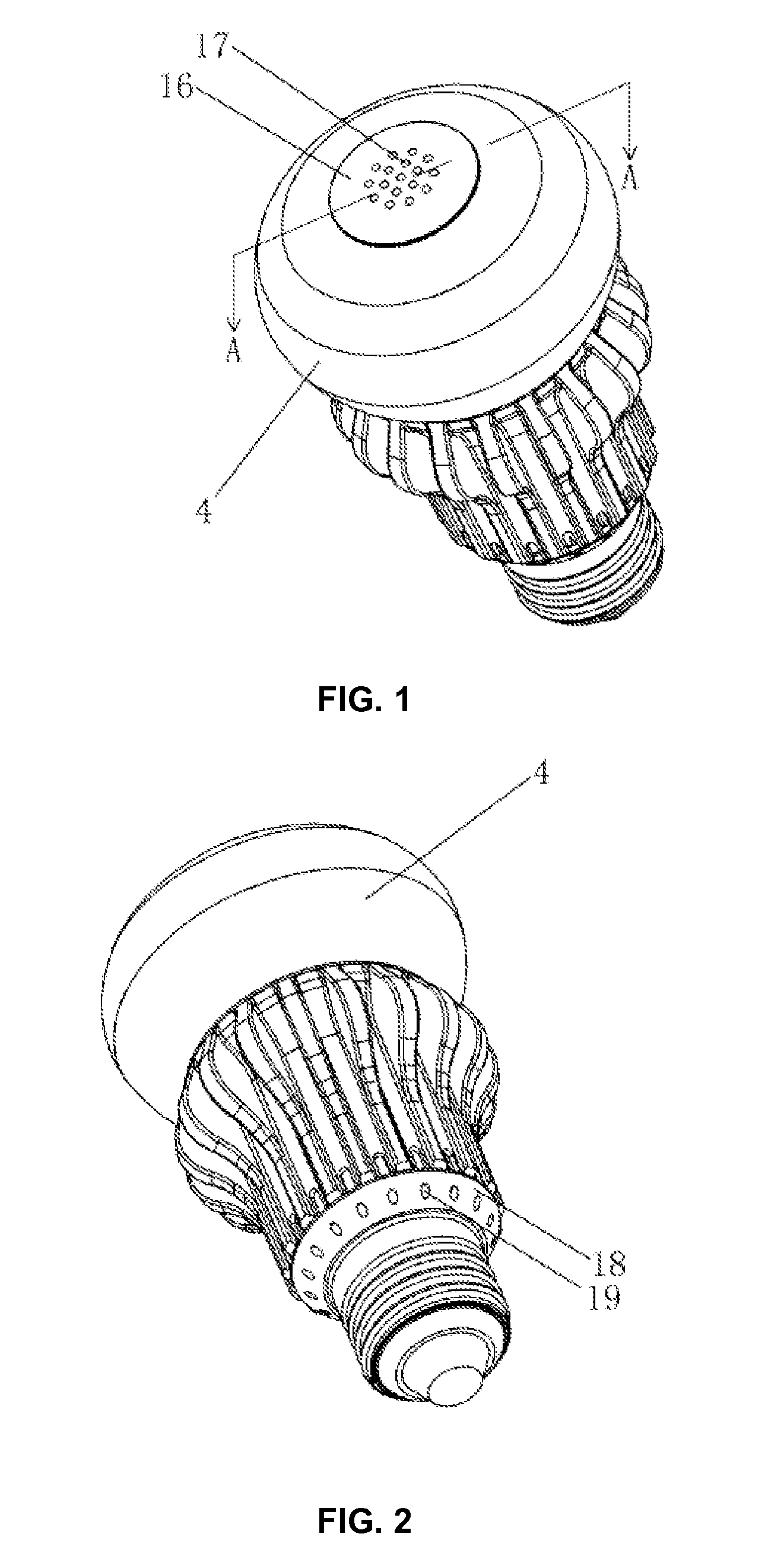 LED lighting device including heat dissipation structure and method for making the same