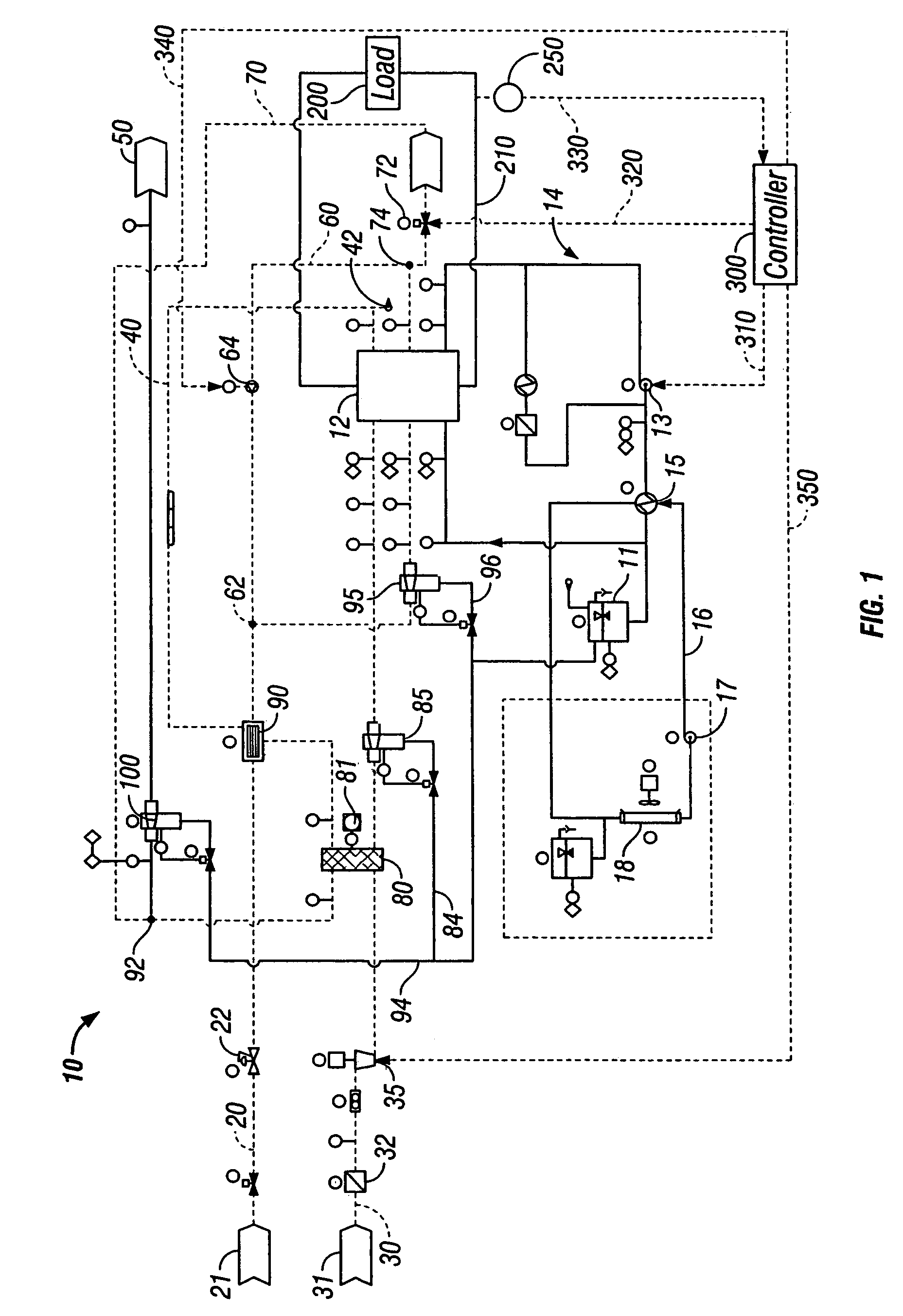 Fuel cell system and method of operation to reduce parasitic load of fuel cell peripherals