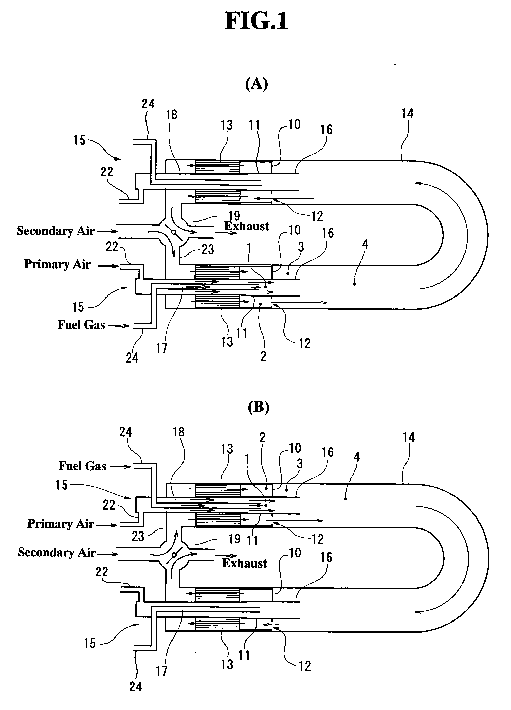 Alternate combustion type regenerative radiant tube burner apparatus