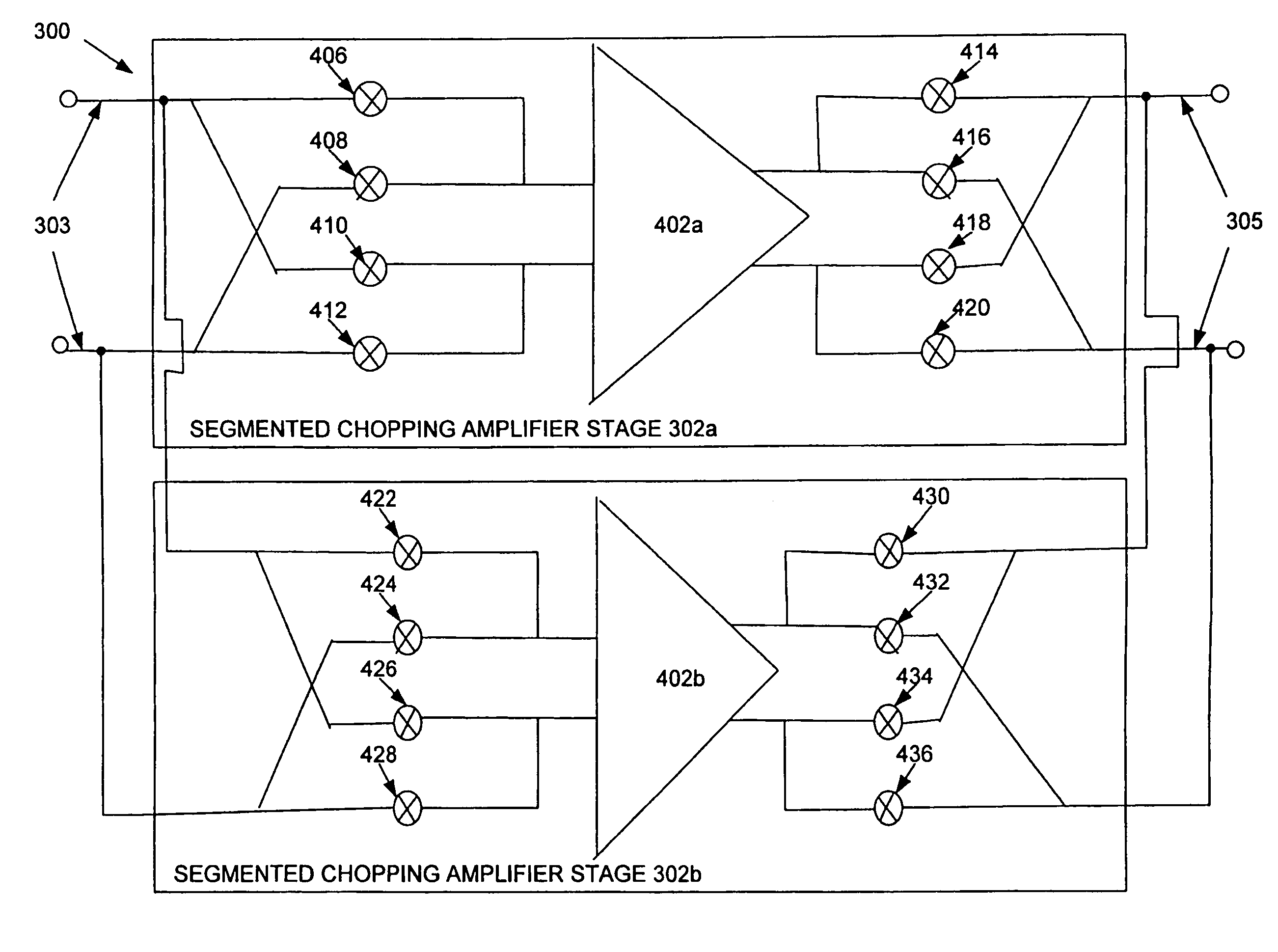 Segmented chopping amplifier