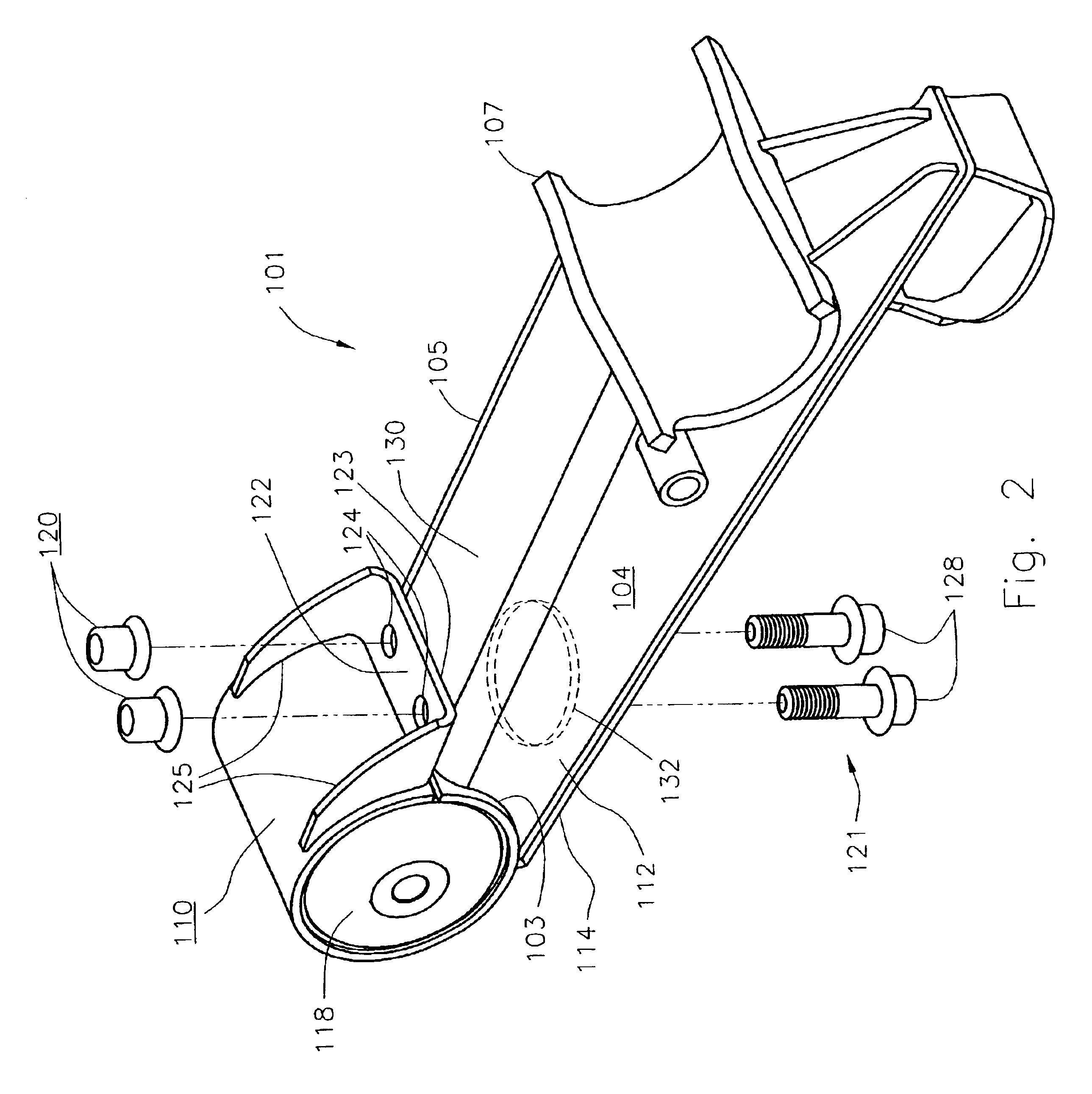 Suspension beam and bush attachment assembly