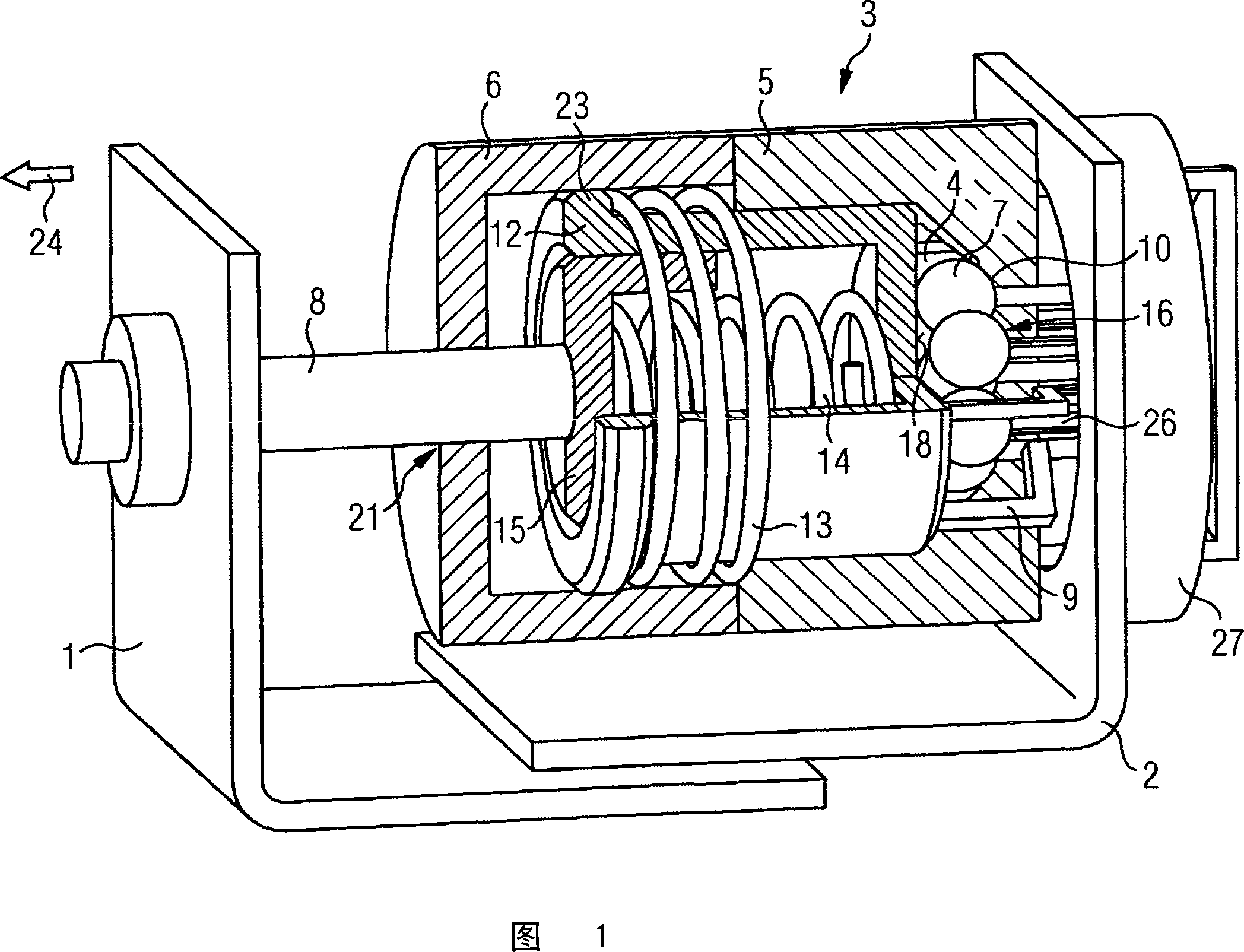 Arrangement for detecting the change in a relative position of two parts in relation to one another