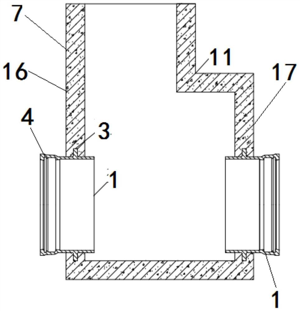 Obstacle-passing sleeve structure for drainage pipeline