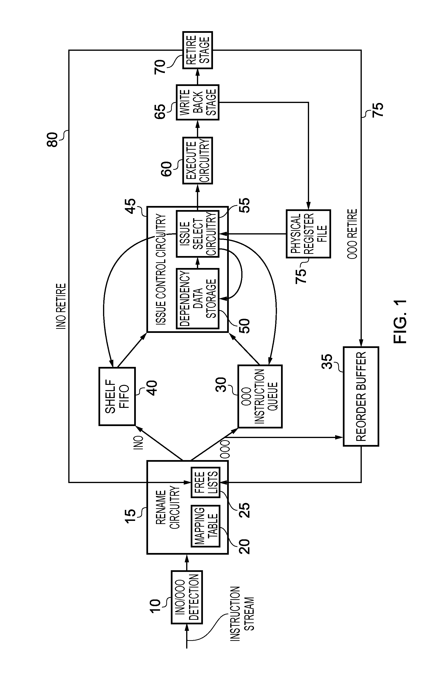 Data processing apparatus and method for executing a stream of instructions out of order with respect to original program order