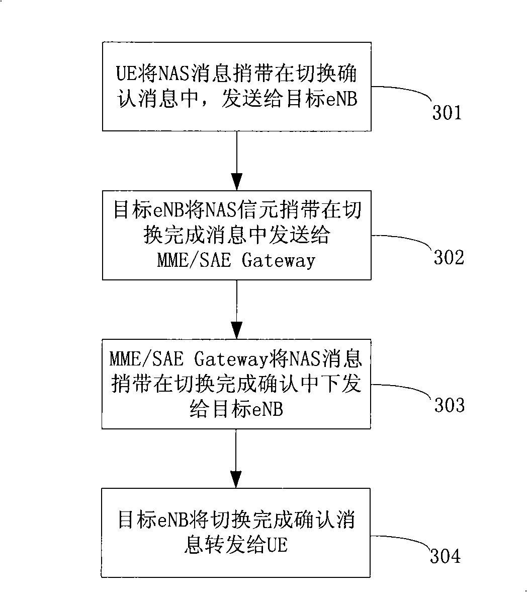 Method and system for transmitting non-access layer information during switching procedure