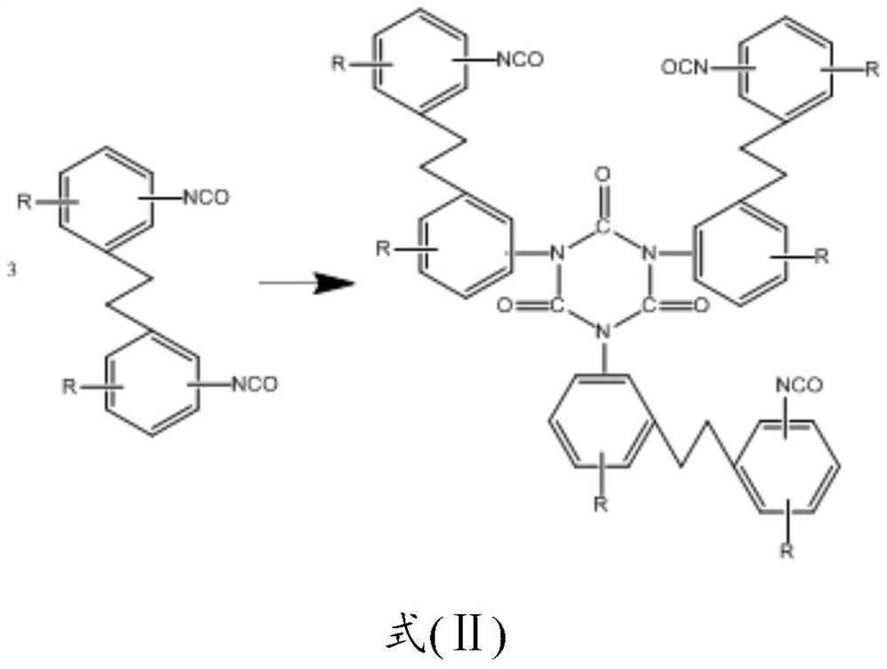 Diphenyl ethane diisocyanate trimer as well as preparation method and application thereof