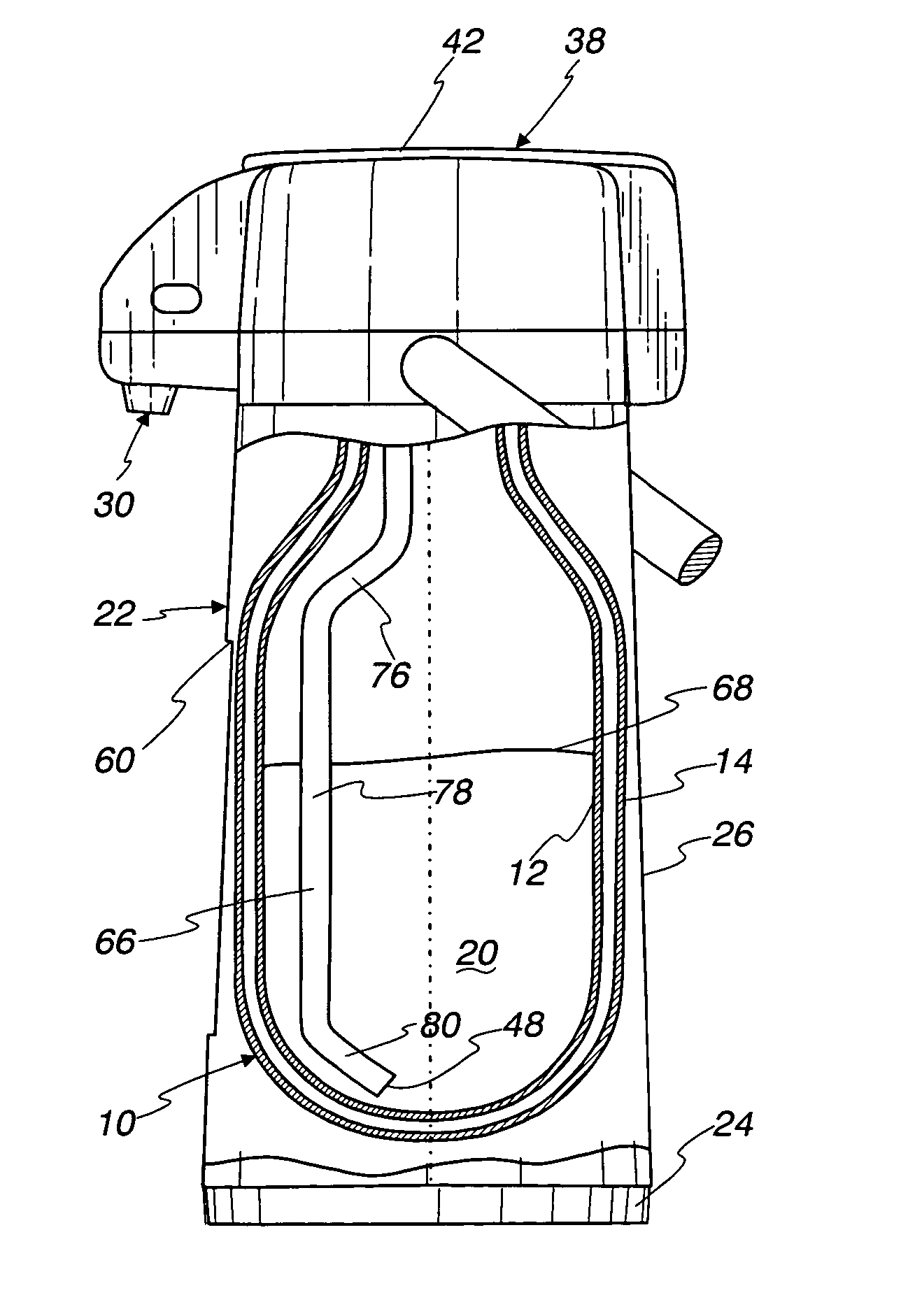 Carafe with contents volume indicator