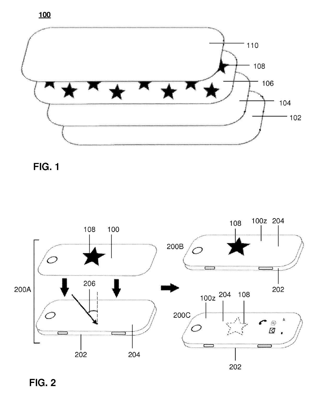 Layered structure with embedded graphical pattern