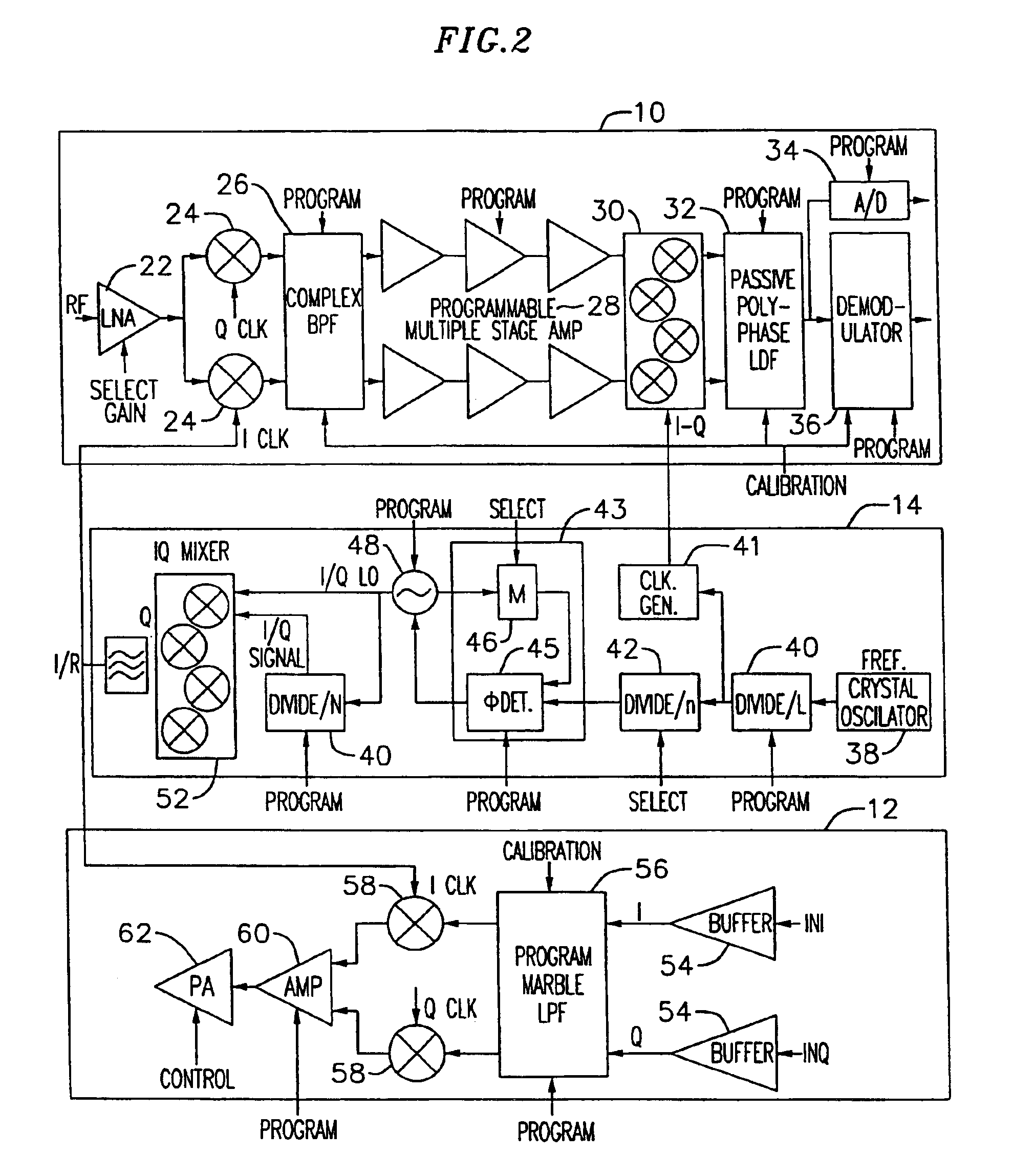 Adaptive radio transceiver with offset PLL with subsampling mixers