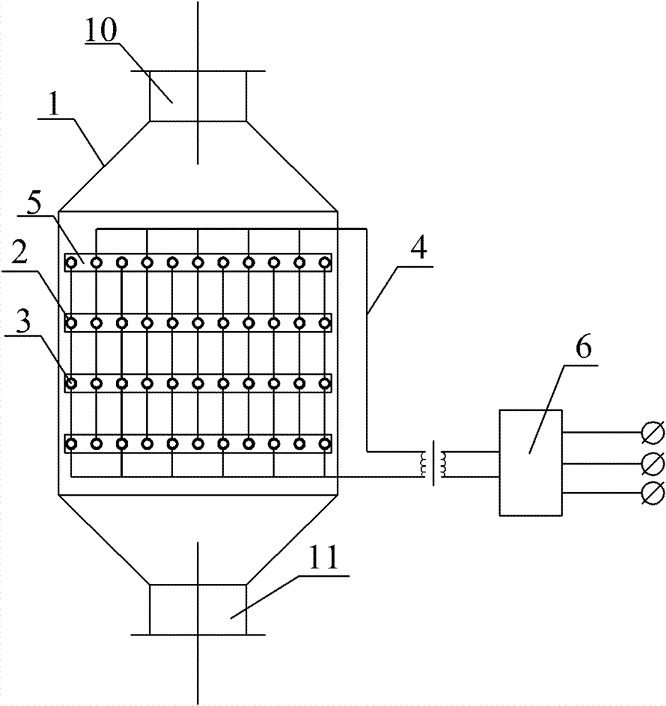 Matrix type dielectric barrier discharge plasma odor processing device