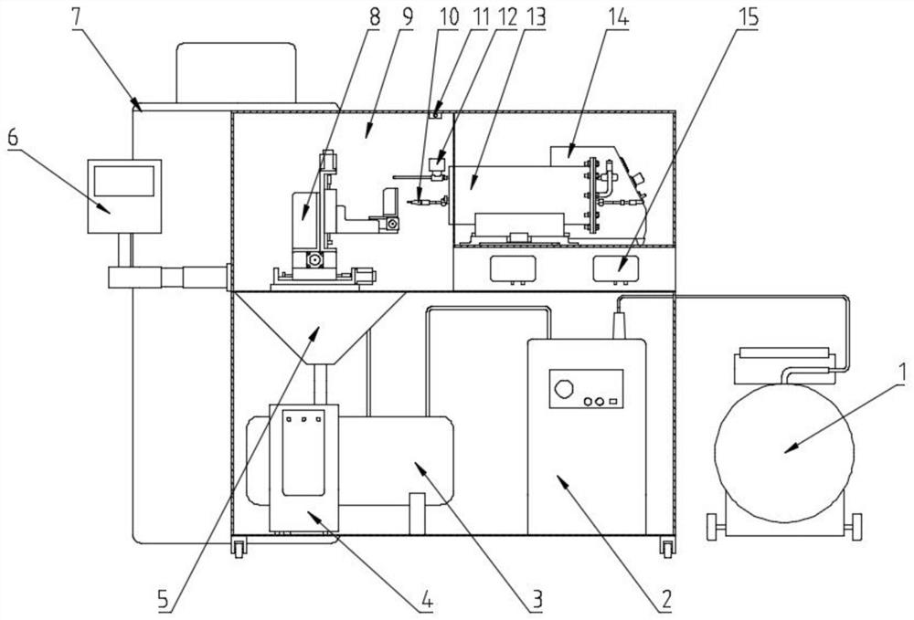 A low-temperature micro-abrasive air-jet machining machine tool