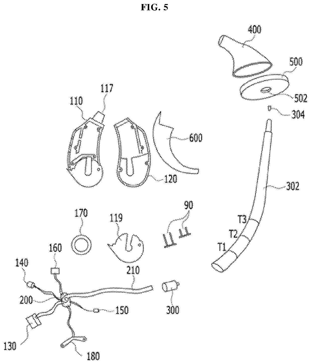 Earring hearing aid using RIT