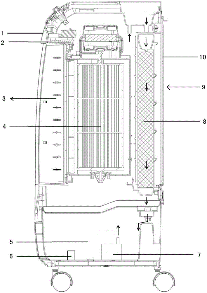 Aqueous medium air conditioning device, and humidifier or cooling fan provided with aqueous medium air conditioning device