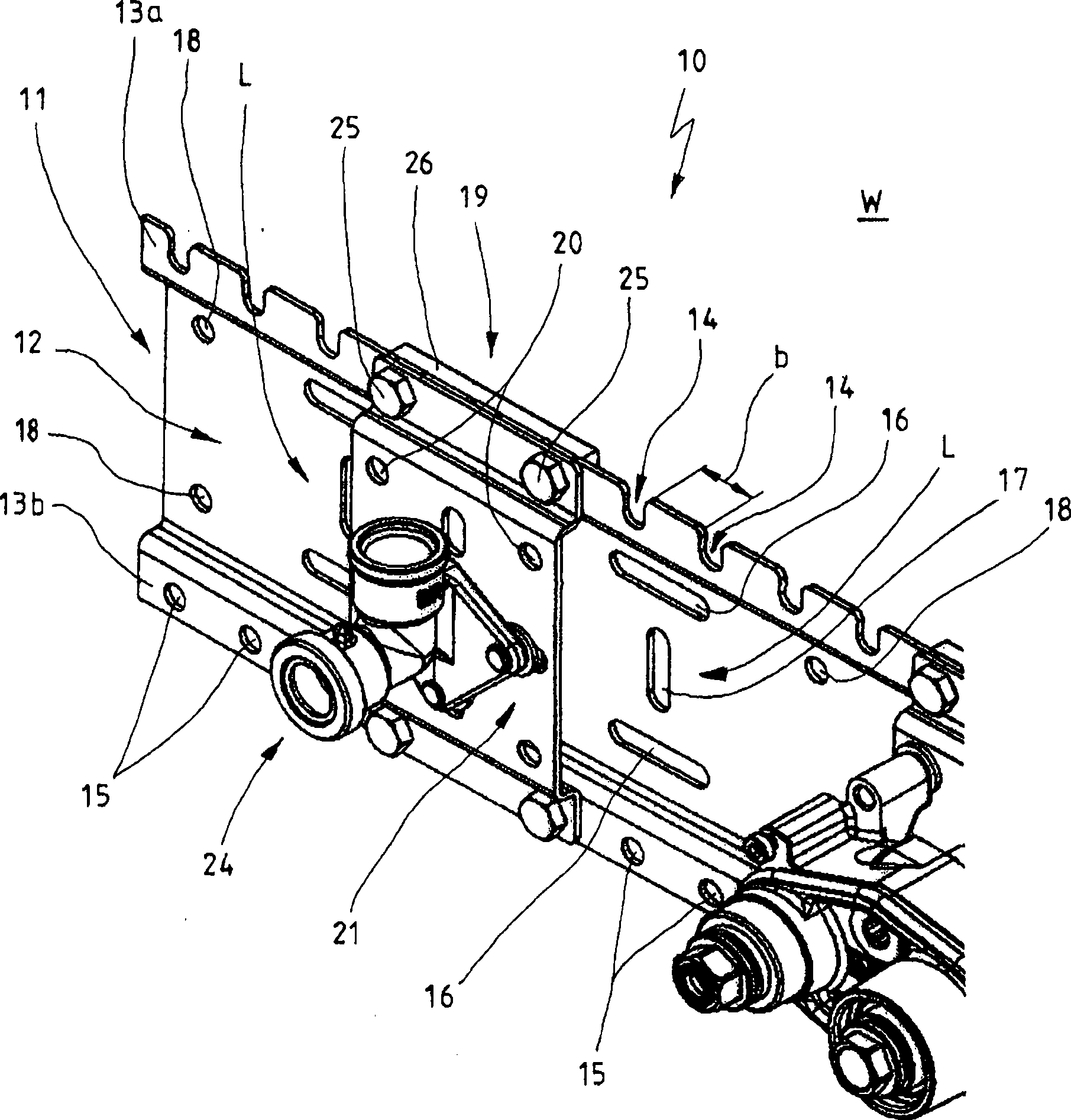 Device for fixing built-in sanitary elements