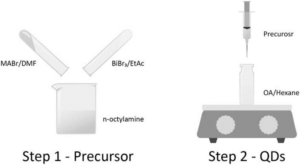 Preparation method of Bi-based perovskite quantum dot material