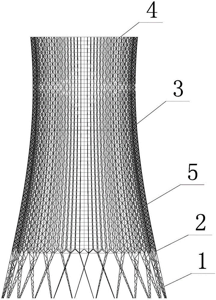 Hyperbolic double-layer reticulated shell steel structure cooling tower