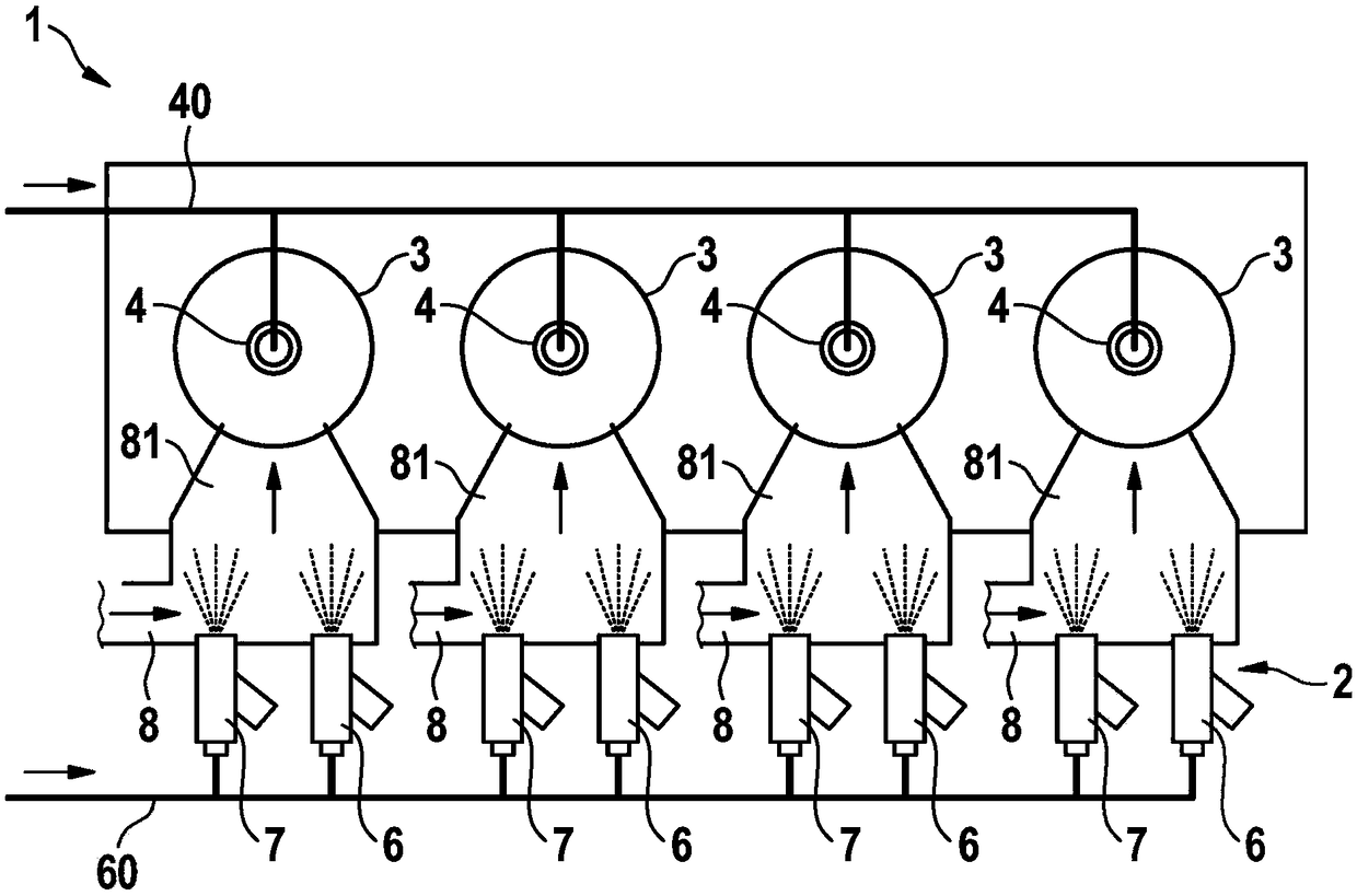 Injection arrangement for injecting water and fuel