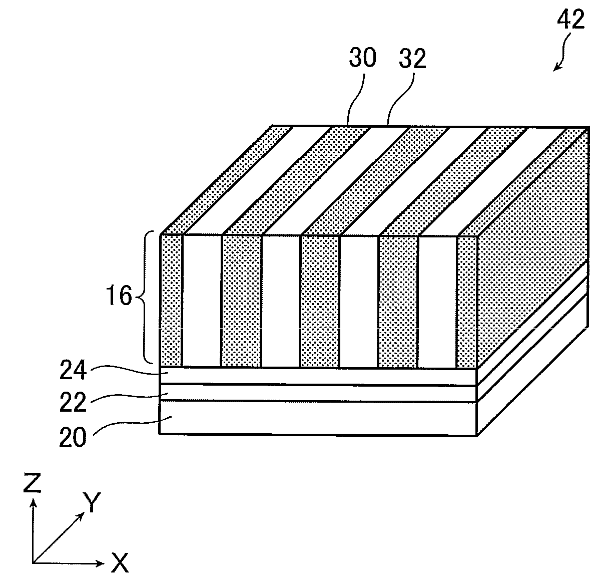 Microphase-separated structure on flexible substrate, and method of manufacture thereof