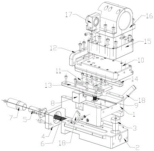 A built-in fine-tuning sliding table movement mechanism