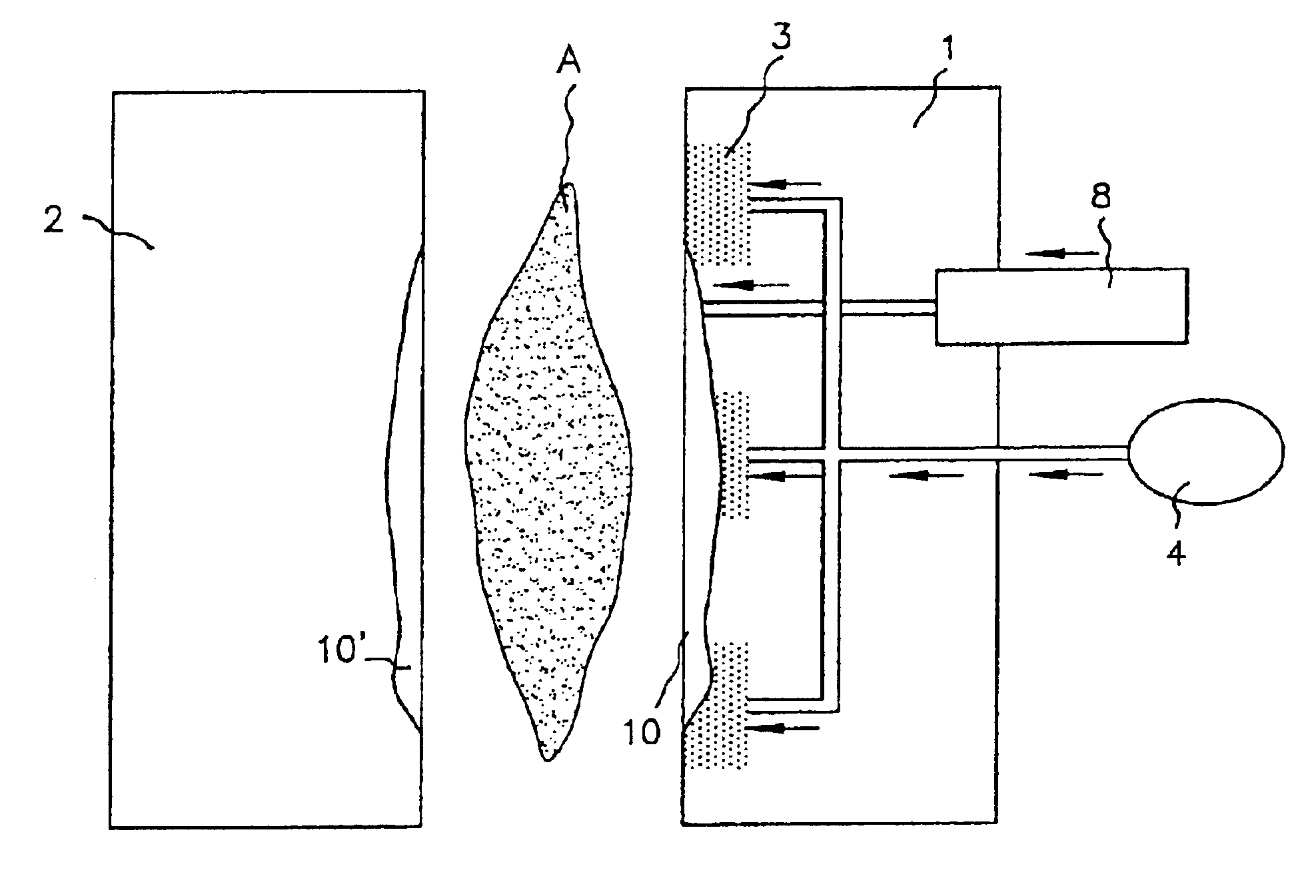 Cooling and counter-pressure method for producing plastic parts by injection