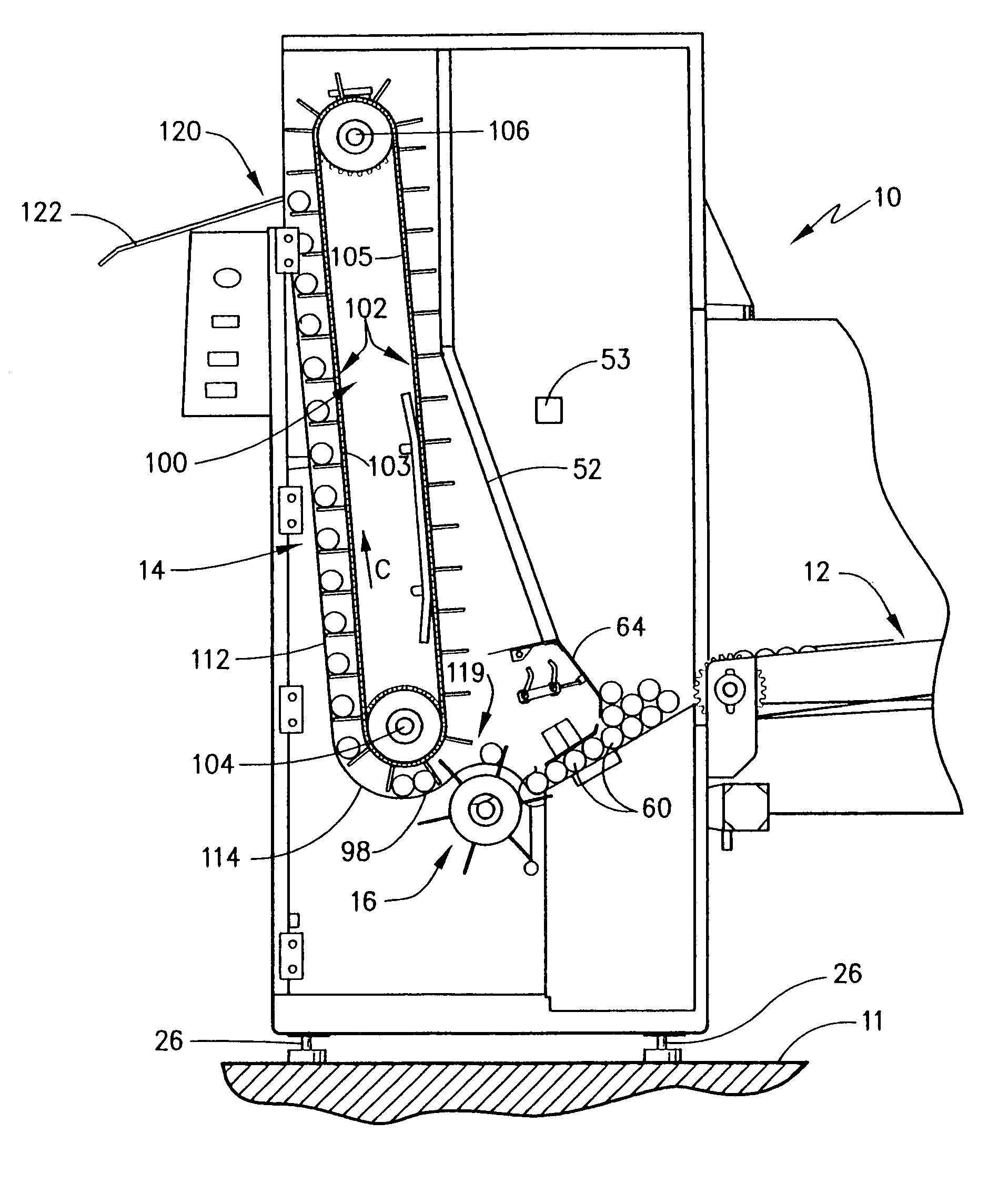 Container transport and organizing apparatus for use in manufacturing operations and method thereof