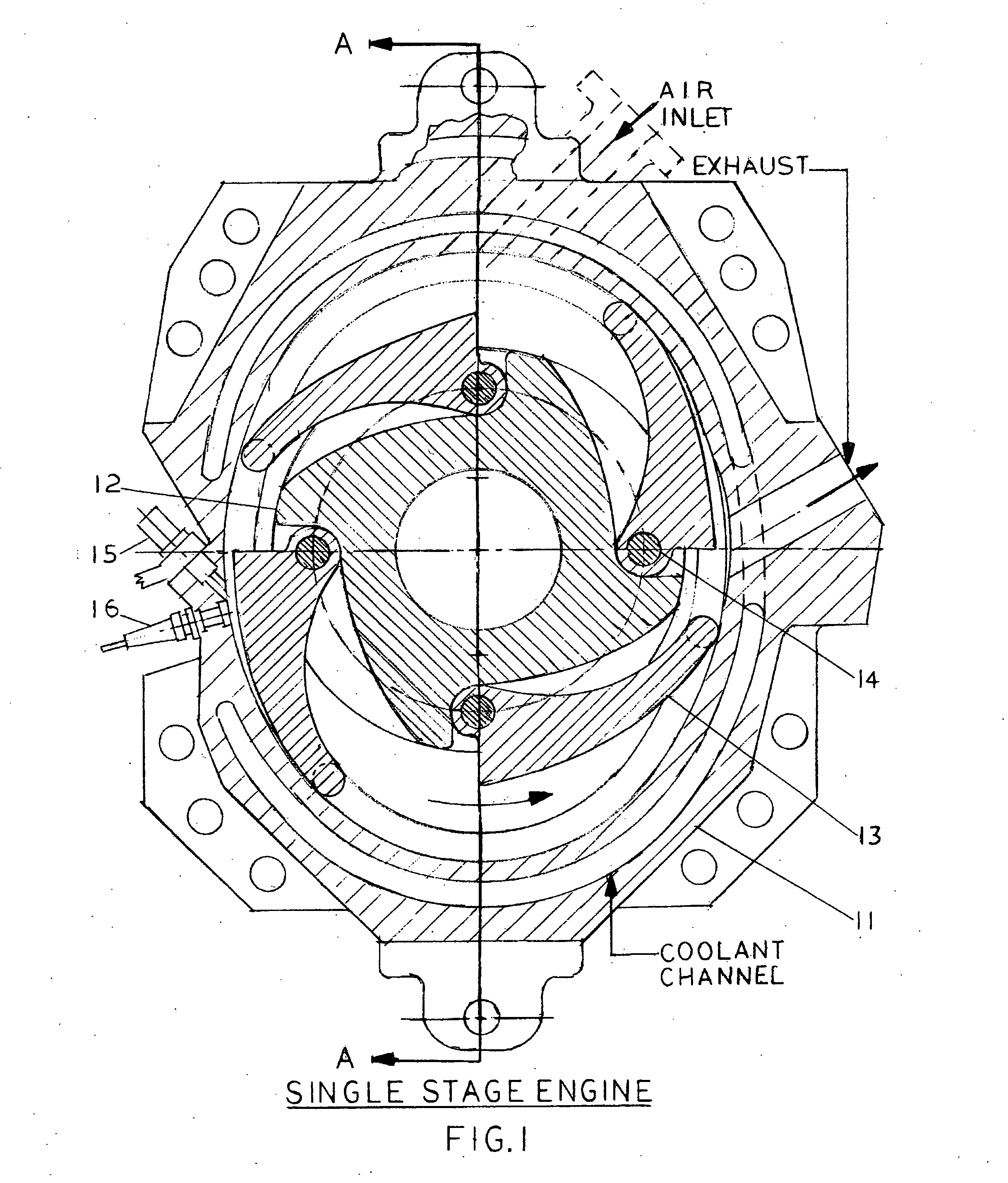 Single-stage and three-stage internal combusion rotary engines