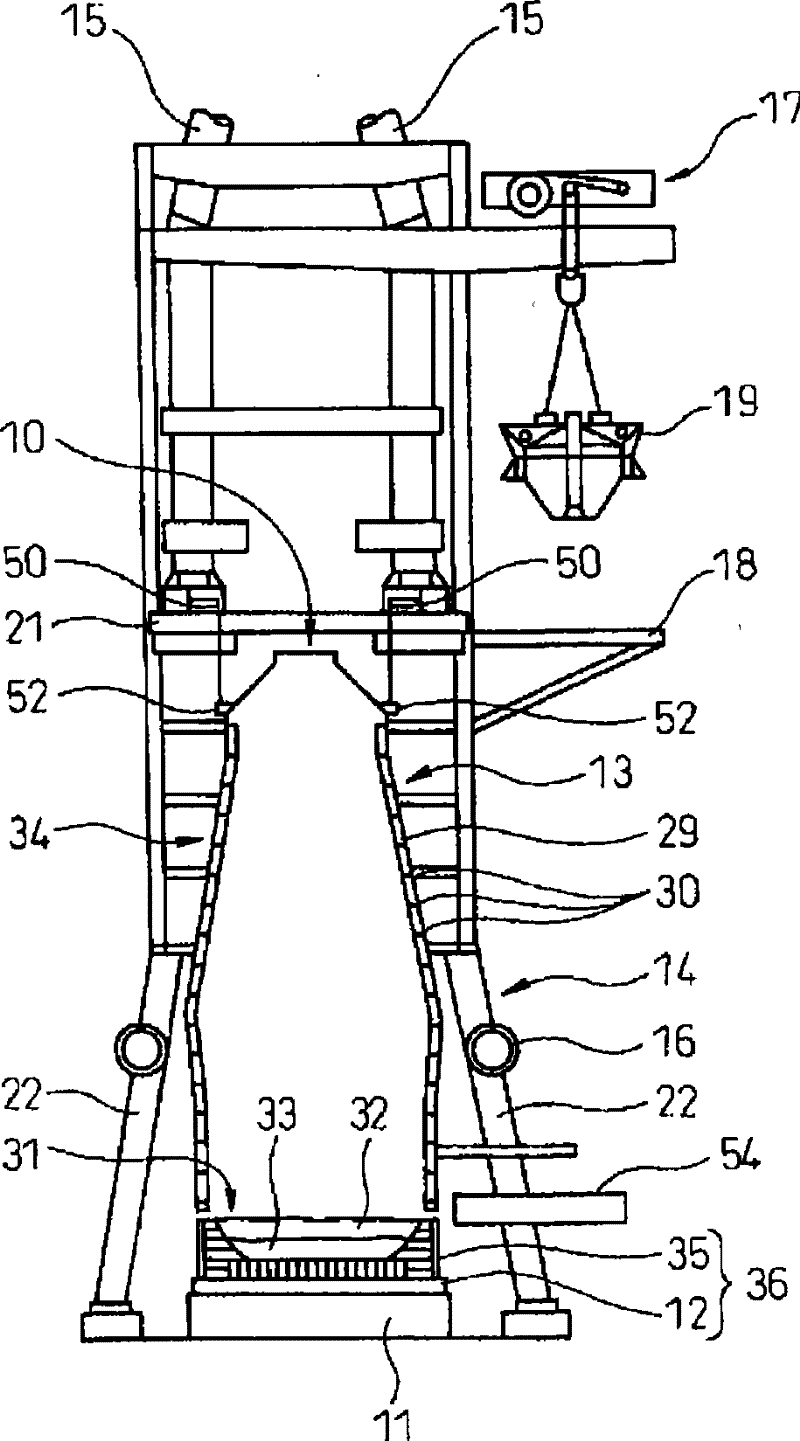 Dismantling method of bottom section of blast furnace