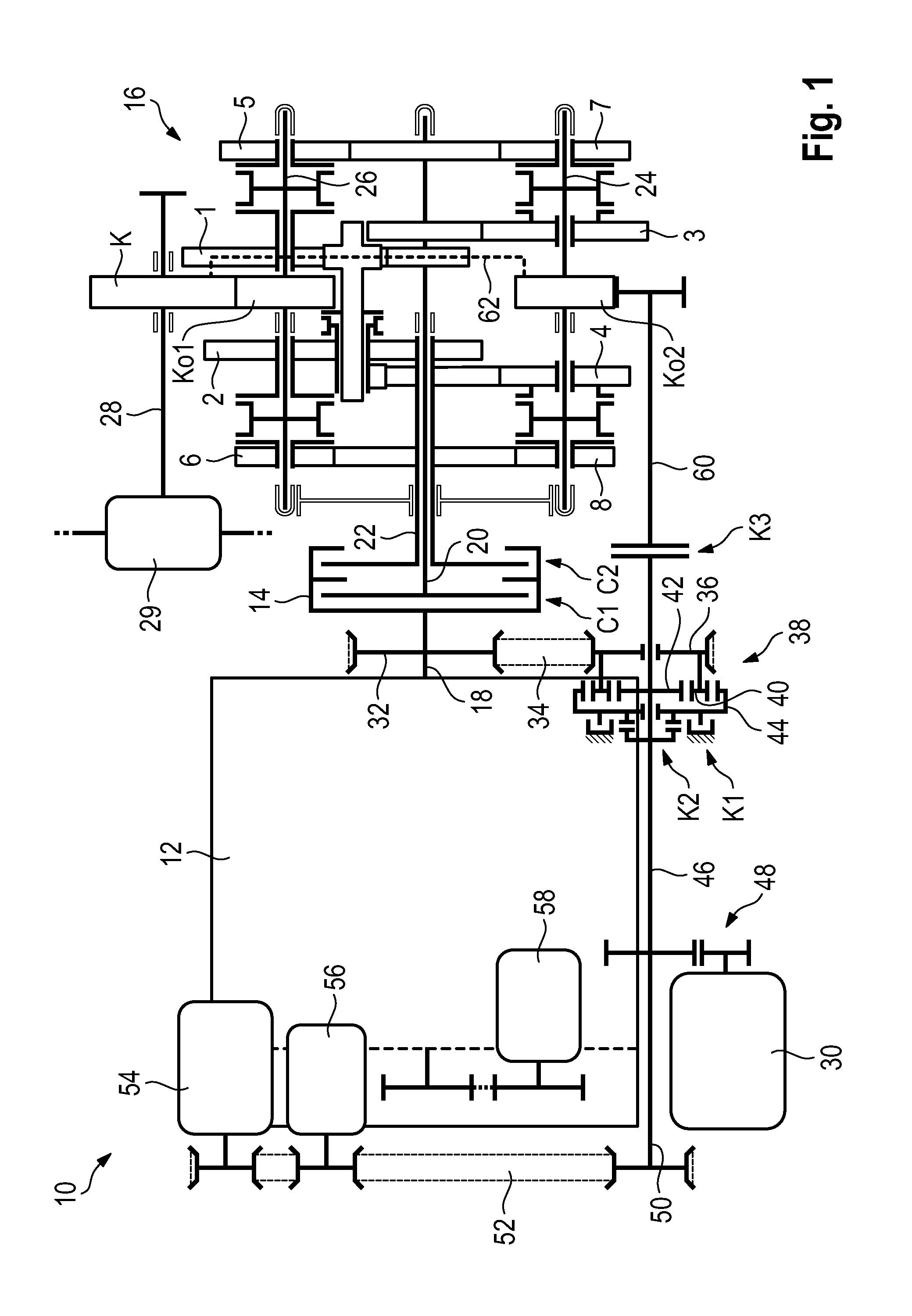 Drive train for a hybrid motor vehicle