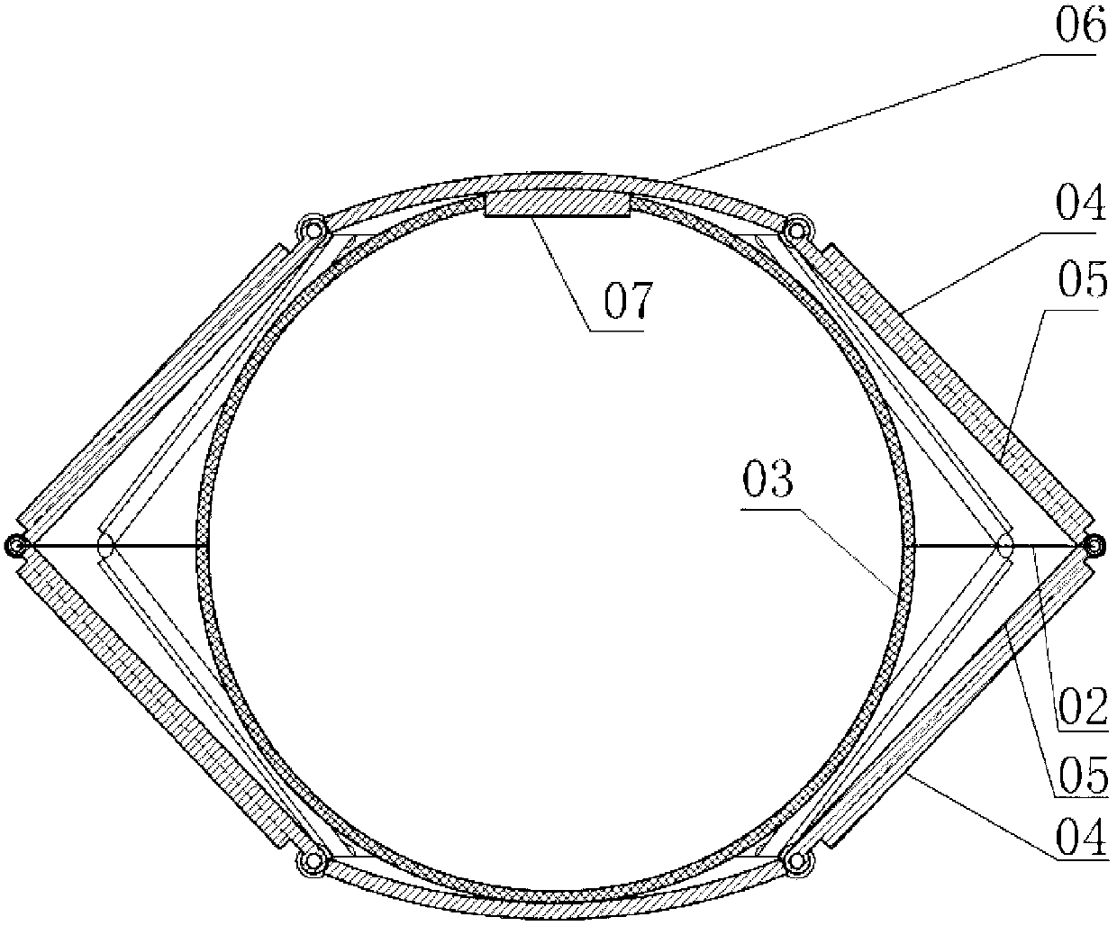 Air sac expansible and extensible anti-collapse implantation framework special for caput femoris