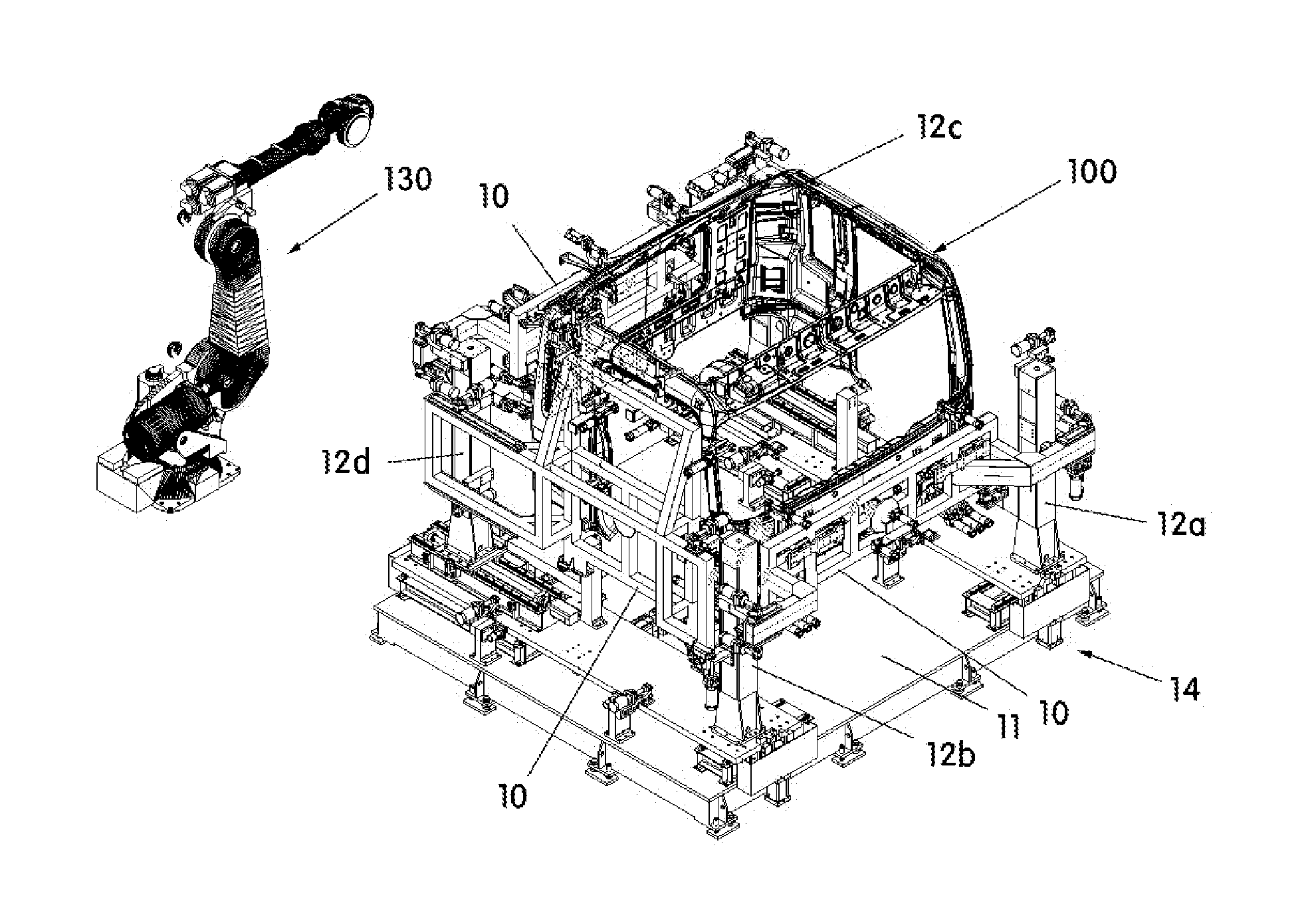 Complete body assembling apparatus for various vehicle models