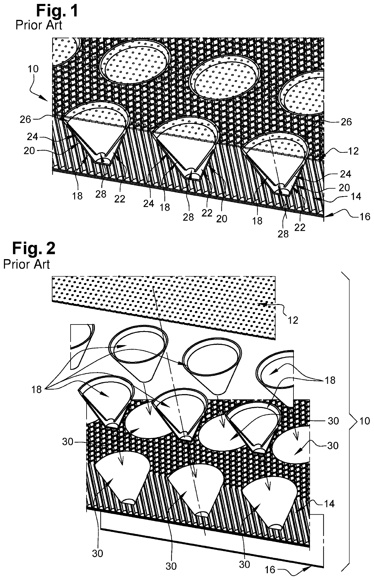 Method for producing an acoustic absorption structure comprising a skin forming a plurality of enclosures, acoustic absorption structure obtained according to said method and aircraft comprising said acoustic absorption structure