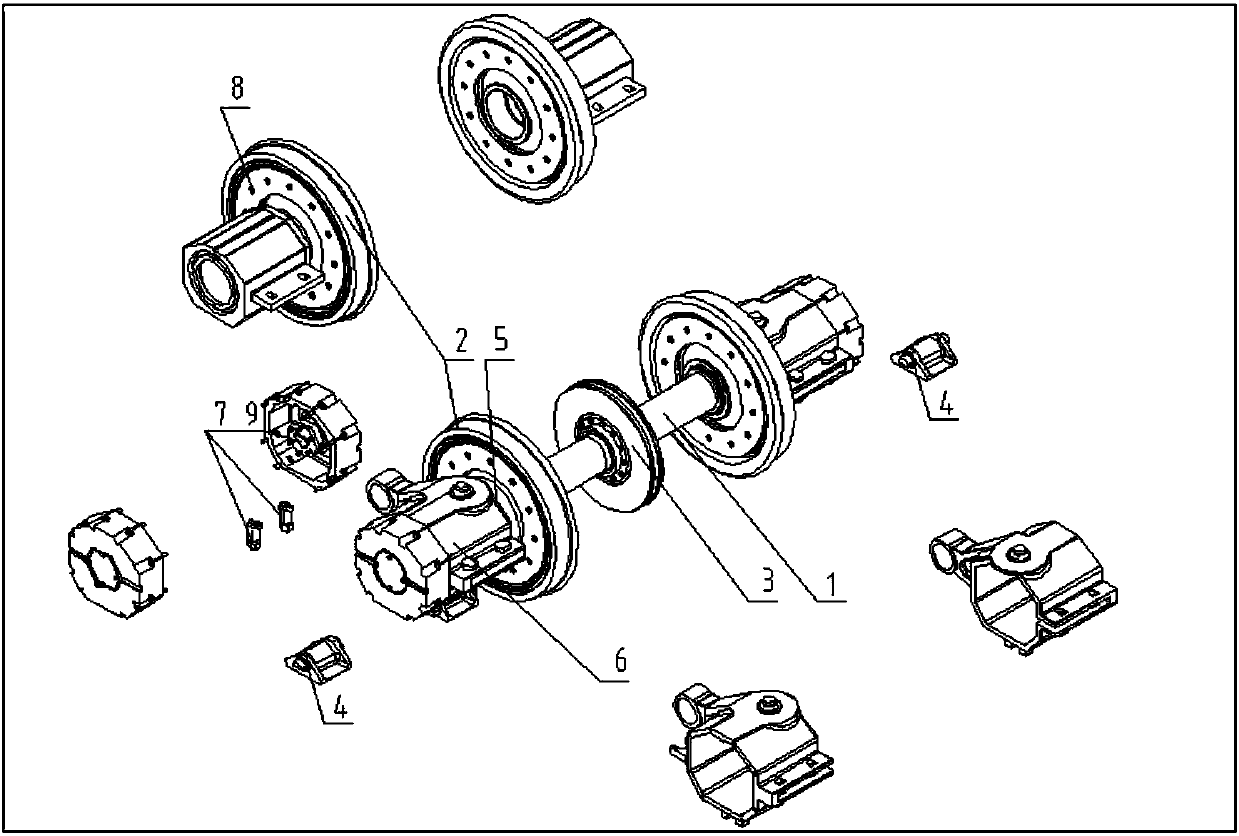 High speed train non-power wheel pair axle box device for standard-narrow gauge conversion