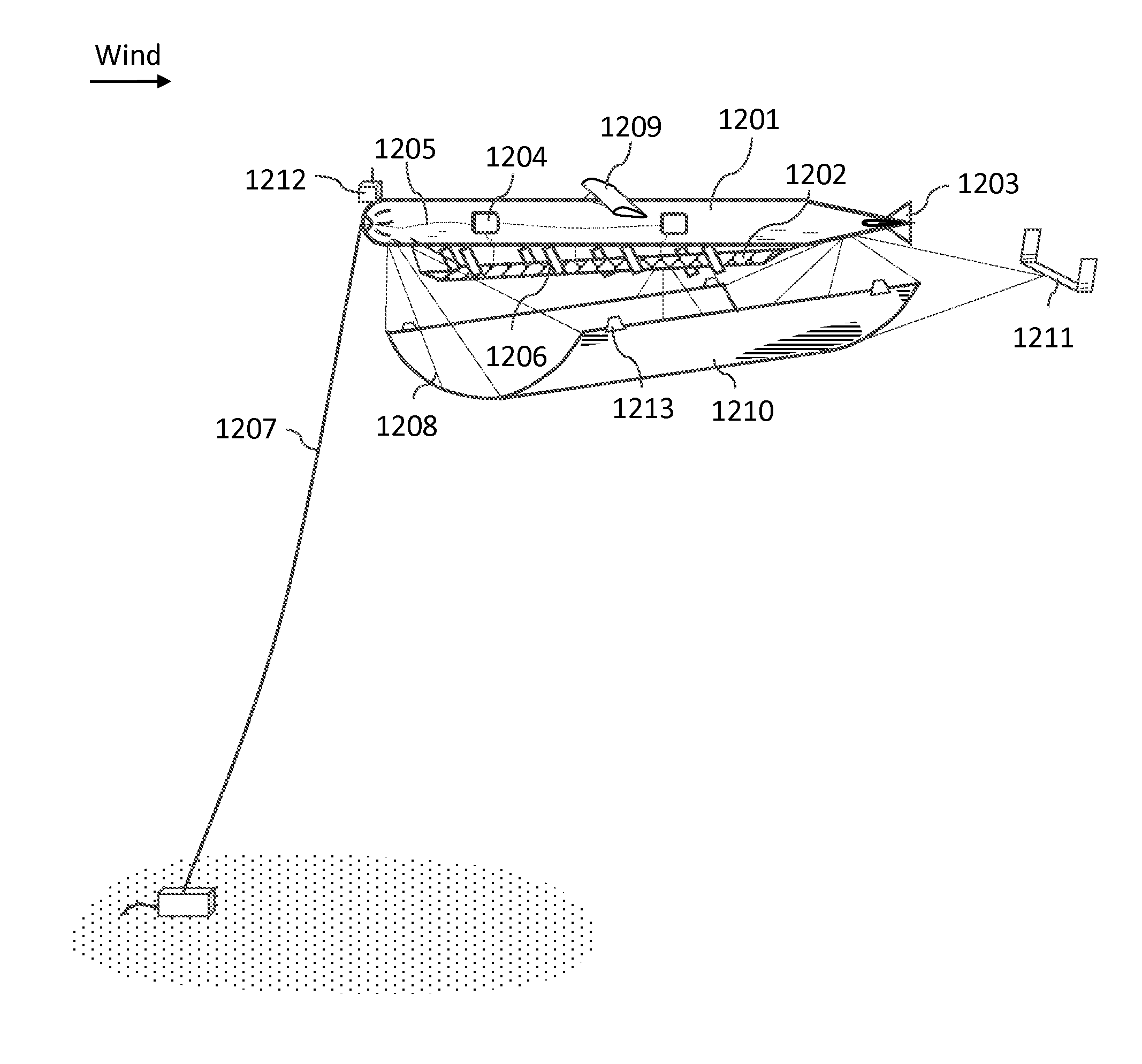 Airborne photovoltaic solar device and method