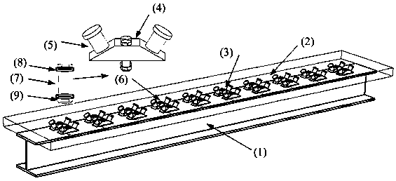 Steel plate holder and skew spike combined rapid connecting steel and UHPC (ultrahigh performance concrete) combination structure system