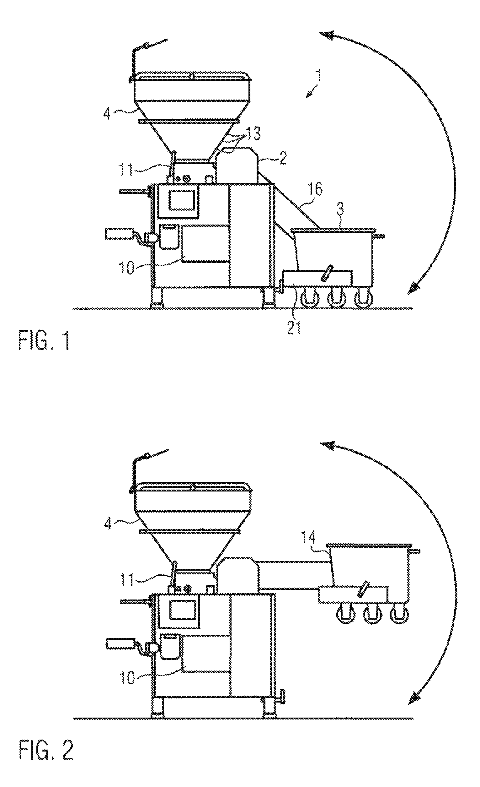 Device and method for loading a food processing machine, in particular a filling machine or a cutter, with food