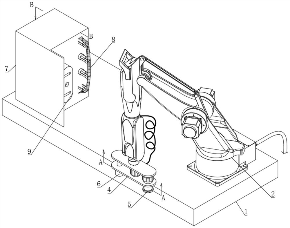 Fixing and adjusting mechanism for industrial robot machining in polishing state