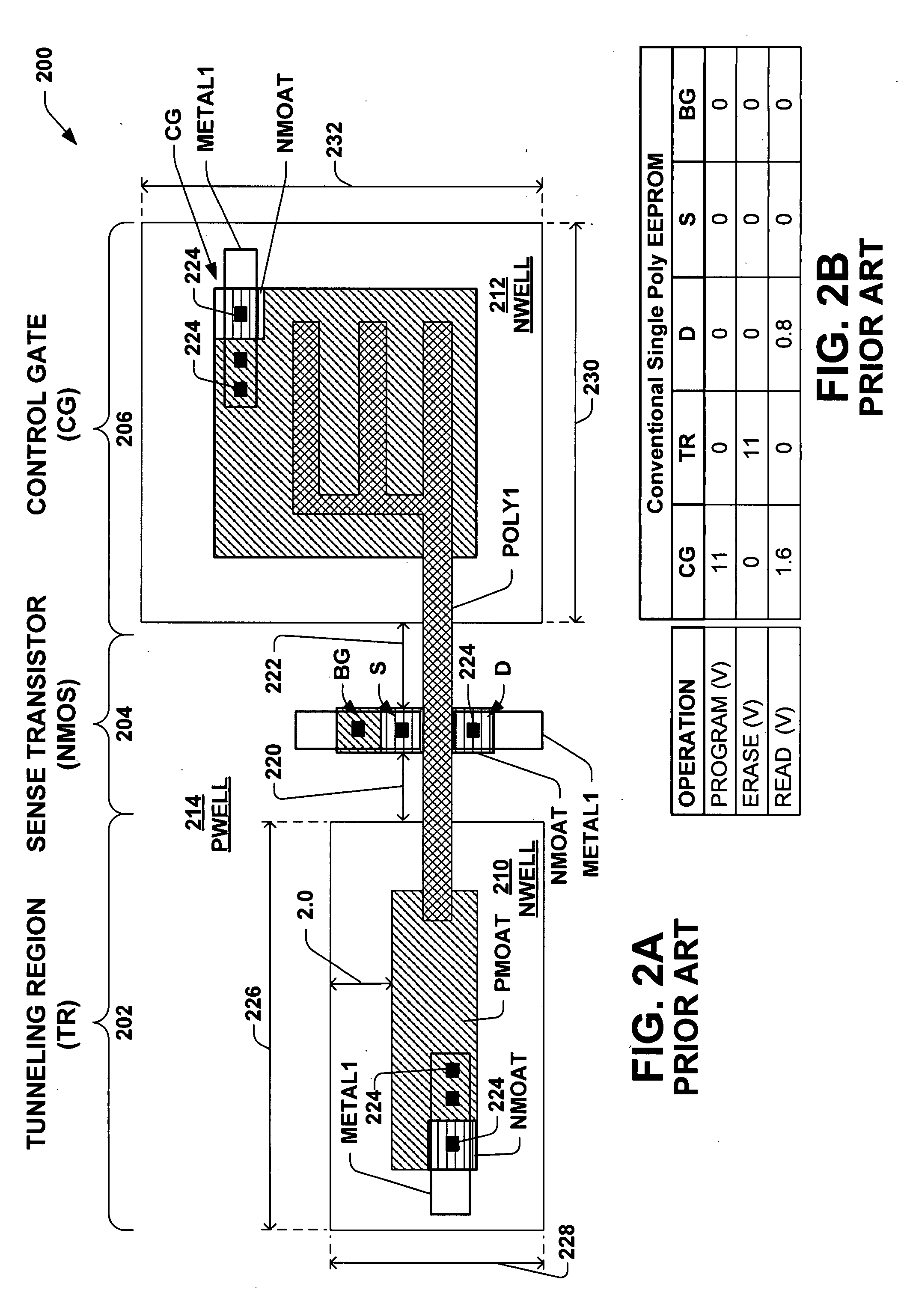 Single poly EEPROM without separate control gate nor erase regions